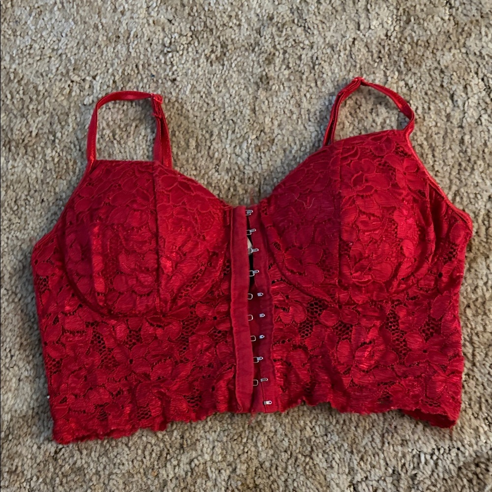 Red Lace Bustier Top